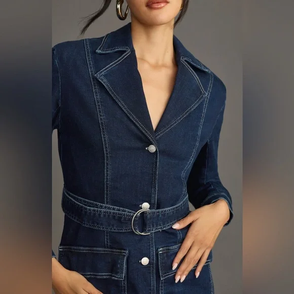 Anthropologie Pilcro Belted Denim Blazer Dress - Picture 2 of 5